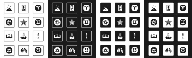 设置白羊座黄道五角星塔罗牌魔术图片下载