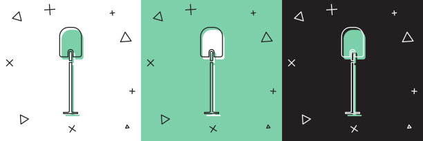 设置铲子图标隔离在白色和绿色，黑色背景。园艺工具。园艺、农业、农用工具。矢量图图片下载