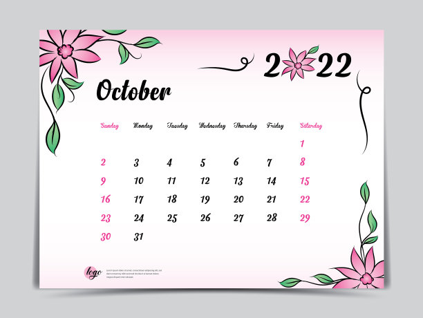 2022年日历模板- 2022年10月模板图片下载