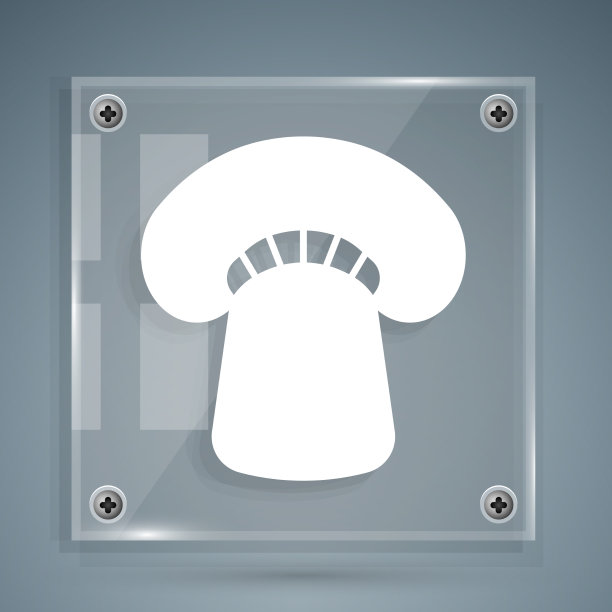 白色蘑菇图标孤立在灰色背景图片下载
