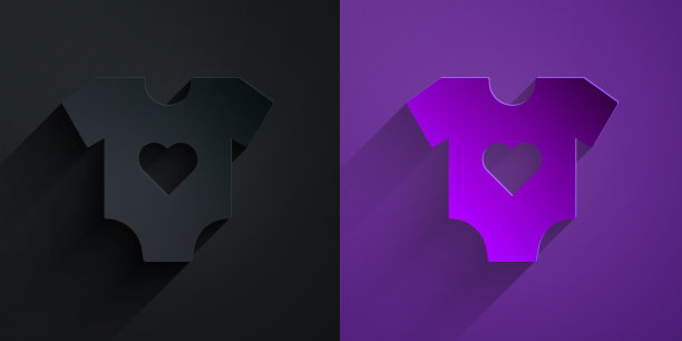 剪纸婴儿衣服图标孤立在黑色上图片下载