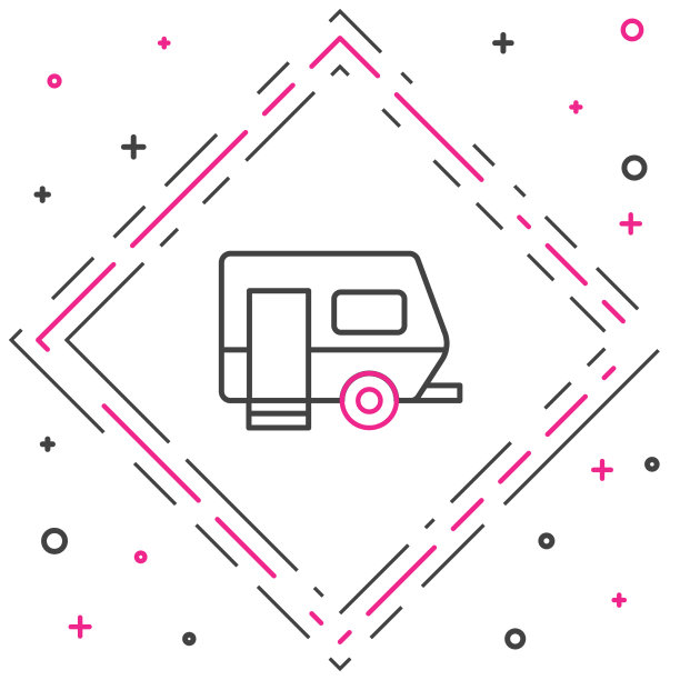 线房车露营拖车图标孤立的白色图片下载