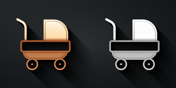 金银童车图标孤立上图片下载