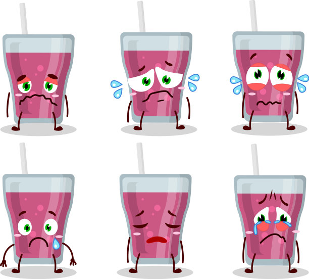 紫色果汁卡通人物悲伤的表情图片下载