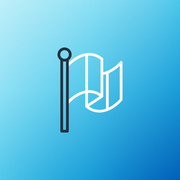 线旗法国图标孤立的蓝色背景图片下载