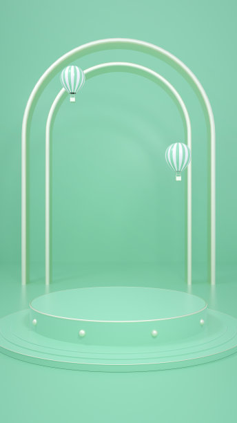 3D渲染绿色创意产品展示展台场景背景图片下载