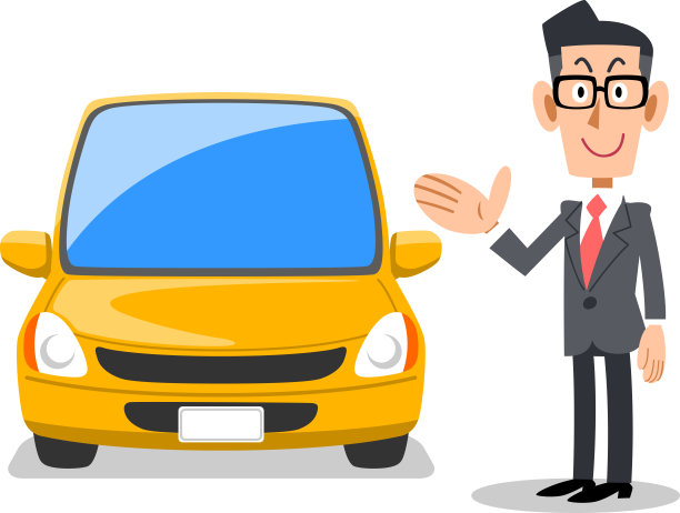 一个商人微笑着推荐一辆车图片下载