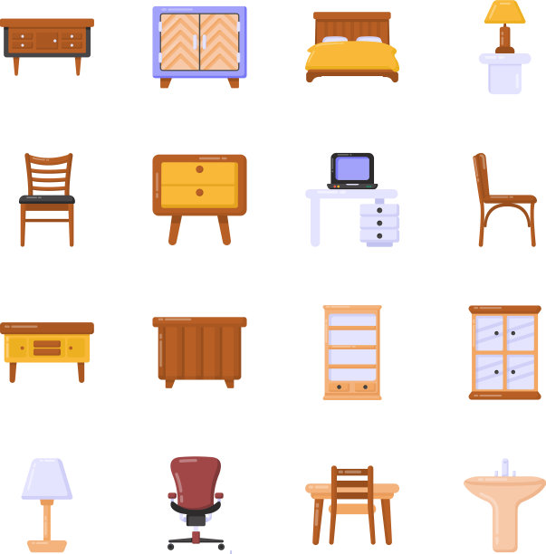 家庭装饰的平面图标图片下载