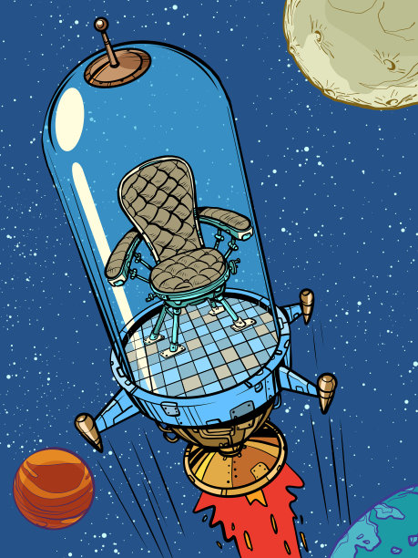 火箭从太空中的办公椅开始图片下载