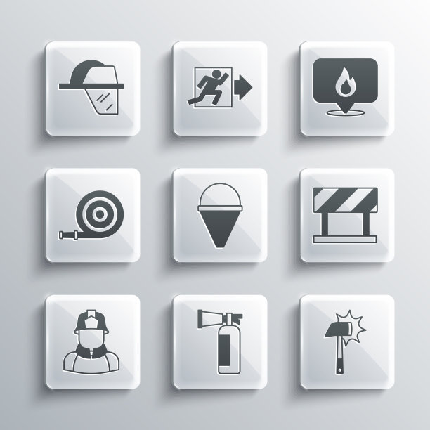 放灭火器，消防斧路图片下载