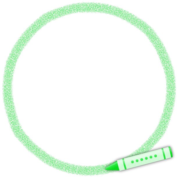 用蜡笔画的绿色圆形框架图片下载