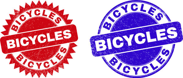 自行车轮和玫瑰形印章印章图片下载