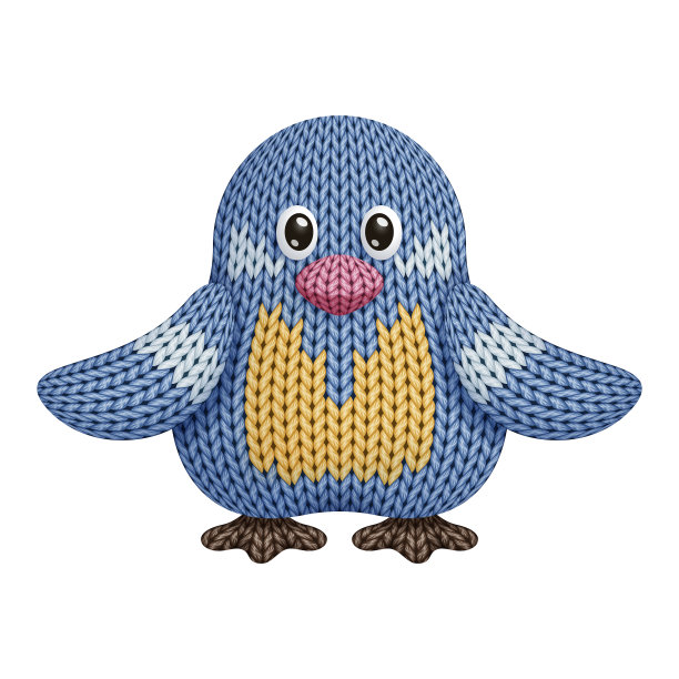 一个有趣的针织鸟玩具在白色的背景图片下载