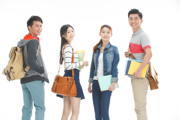 年轻的大学生背着书包图片下载