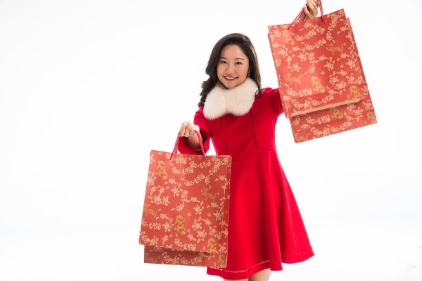 青年女人新年购物图片下载