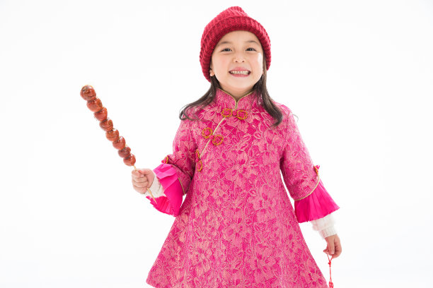 欢乐的小女孩吃糖葫芦图片下载