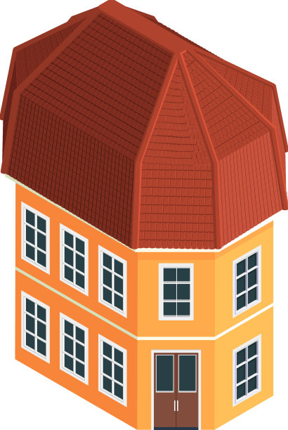 复古屋等距构图图片下载