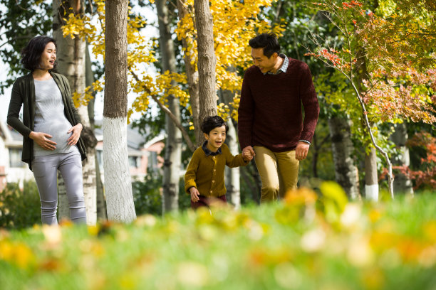 幸福家庭在户外玩耍图片下载