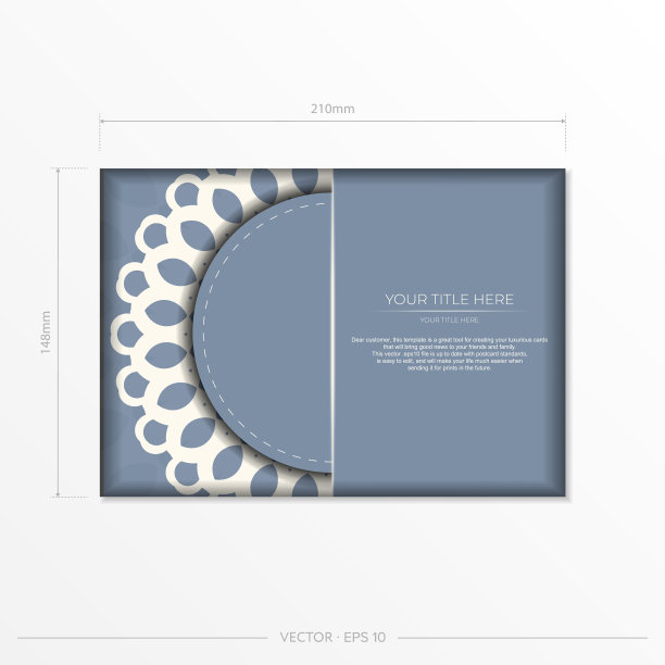 准备印刷的蓝色明信片设计与图片下载