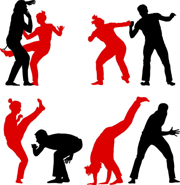 设置剪影武术在一个白色图片下载