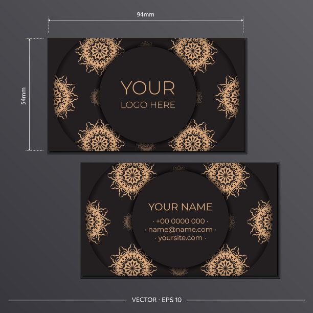 黑色的名片设计与希腊图片下载