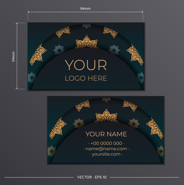 打印就绪的绿色名片设计与图片下载