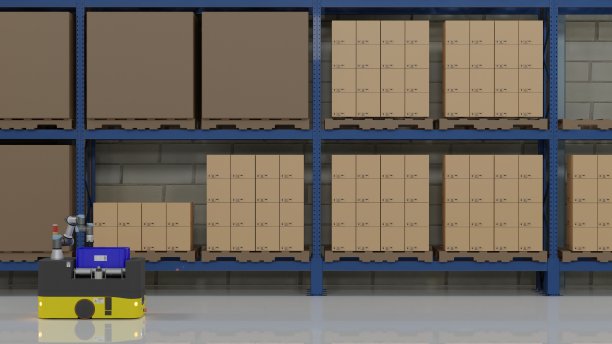 智能工厂中的AGV与搬运机器人图片下载