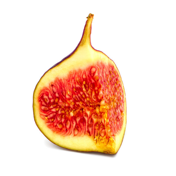 四分之一的新鲜无花果被隔离在白色的阴影背景下图片下载