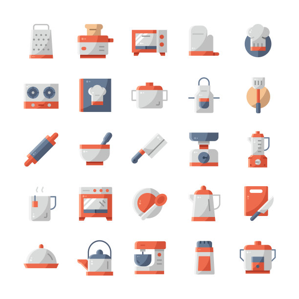 厨房图标设置为平面风格图片下载