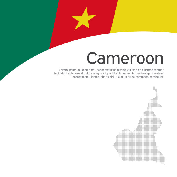 喀麦隆国旗马赛克地图上的白色背景波浪图片下载
