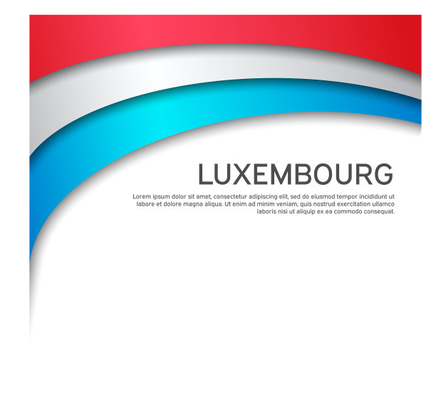 抽象舞动的卢森堡国旗剪纸风格图片下载