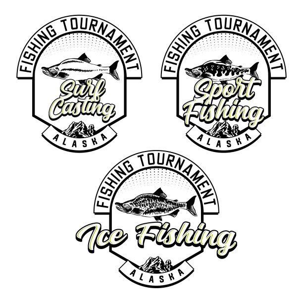 设置复古钓鱼俱乐部徽章徽章图片下载