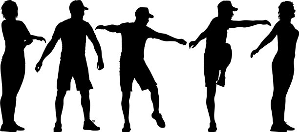 剪影群人站在白色上图片下载