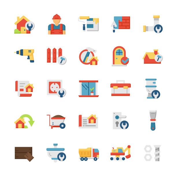 设置家庭装修图标与平面风格图片下载