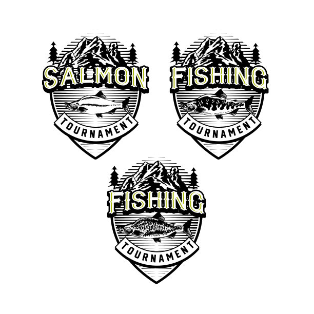 设置复古钓鱼俱乐部徽章徽章图片下载