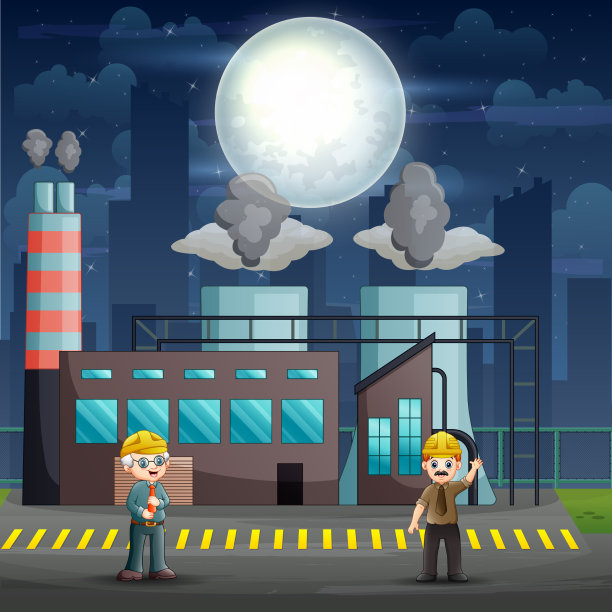 男工人站在工厂前图片下载