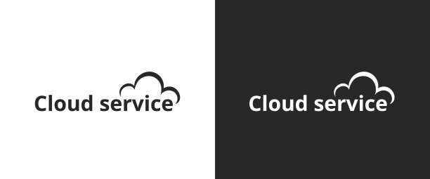 云服务轮廓logo。技术信息的象征。黑白平面剪影插图。图片下载