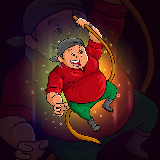 一名海盗正手持电竞标志的绳子图片下载