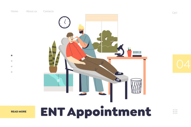 耳鼻喉科预约概念登陆页面与耳鼻喉科医生检查患者喉咙图片下载