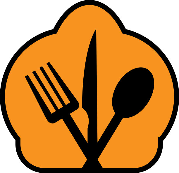 浅棕色的厨师帽，叉子，勺子和刀图片下载