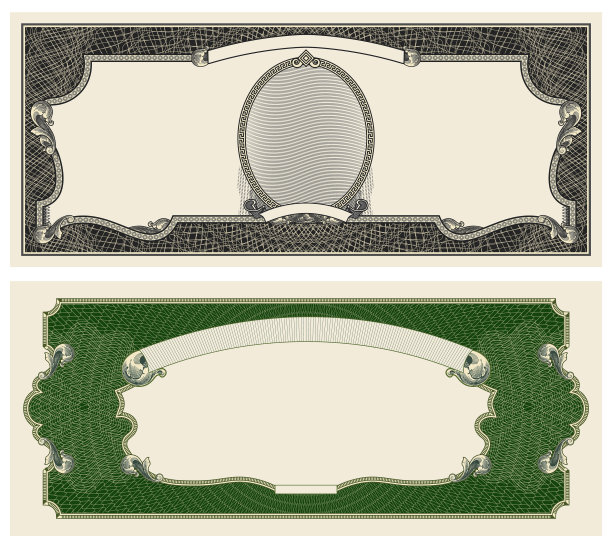 正反两面纸币空白图片下载