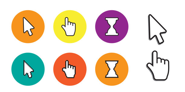 像素光标图标鼠标箭头。鼠标电脑光标。手箭头网页光标设置图片下载