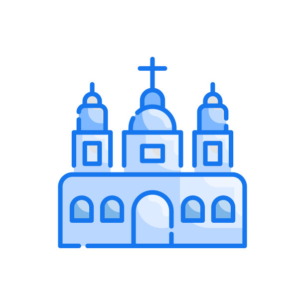 教堂向量蓝色图标风格插图。Eps 10个文件图片下载