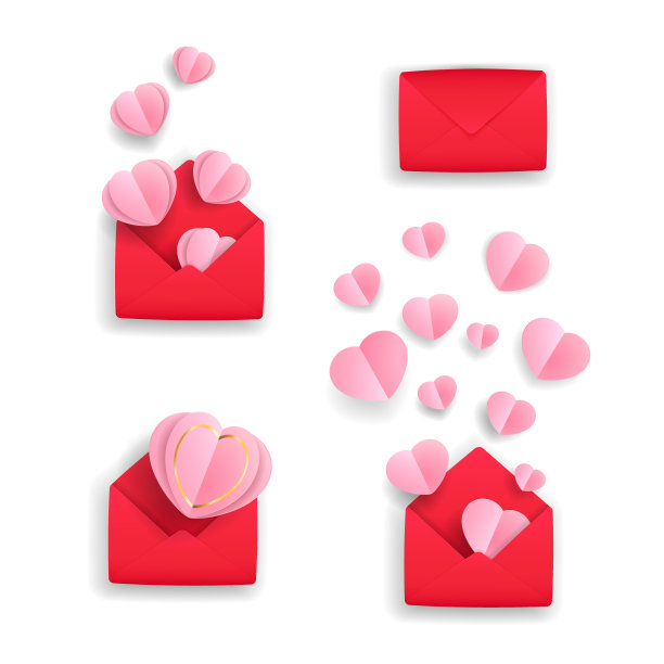 情人节的心形信封。图片下载