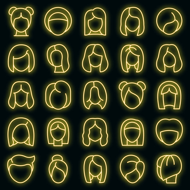 假发图标设置霓虹灯图片下载