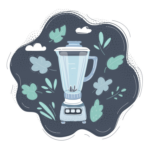 矢量插图电动搅拌机在黑暗的背景图片下载