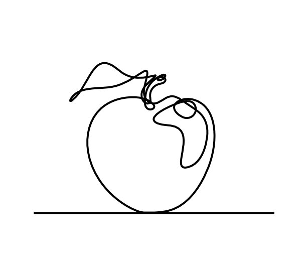 在白色背景上画线苹果图片下载