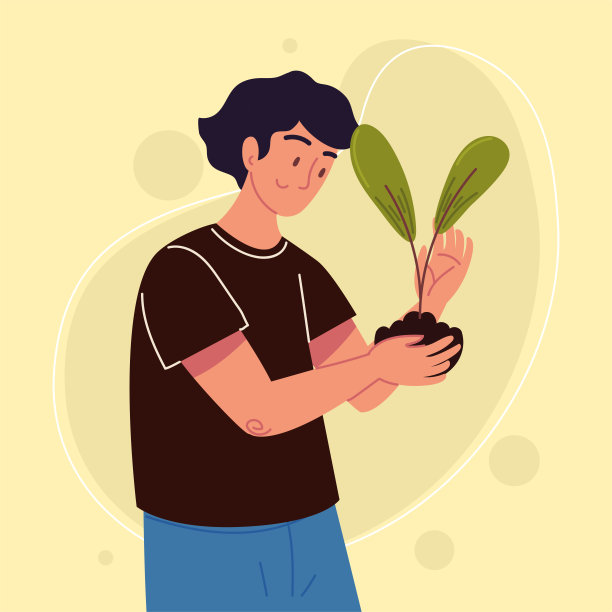 手持植物的男子图片下载