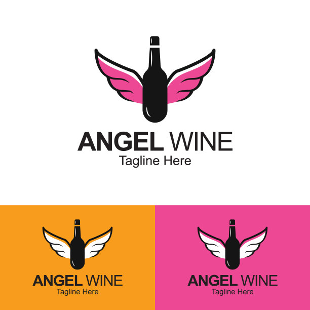 天使葡萄酒标志设计模板图片下载