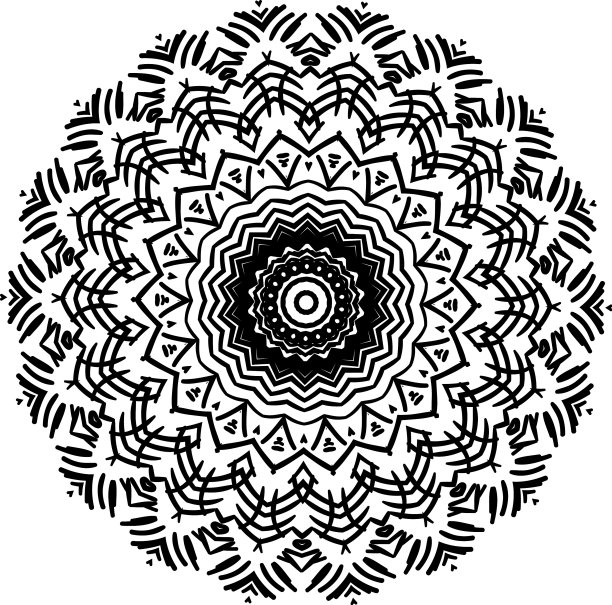 圆形元素用于涂色书的黑白图片下载